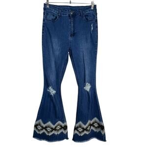 Crazy train flare jeans embroidered size 13/31